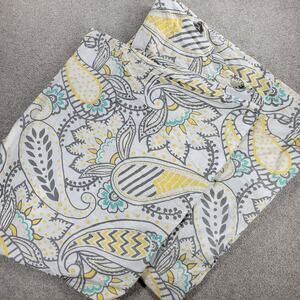 Pottery Barn Teen Ana Duvet Twin Gray Yellow Teal Paisley Buttons Tie Corners